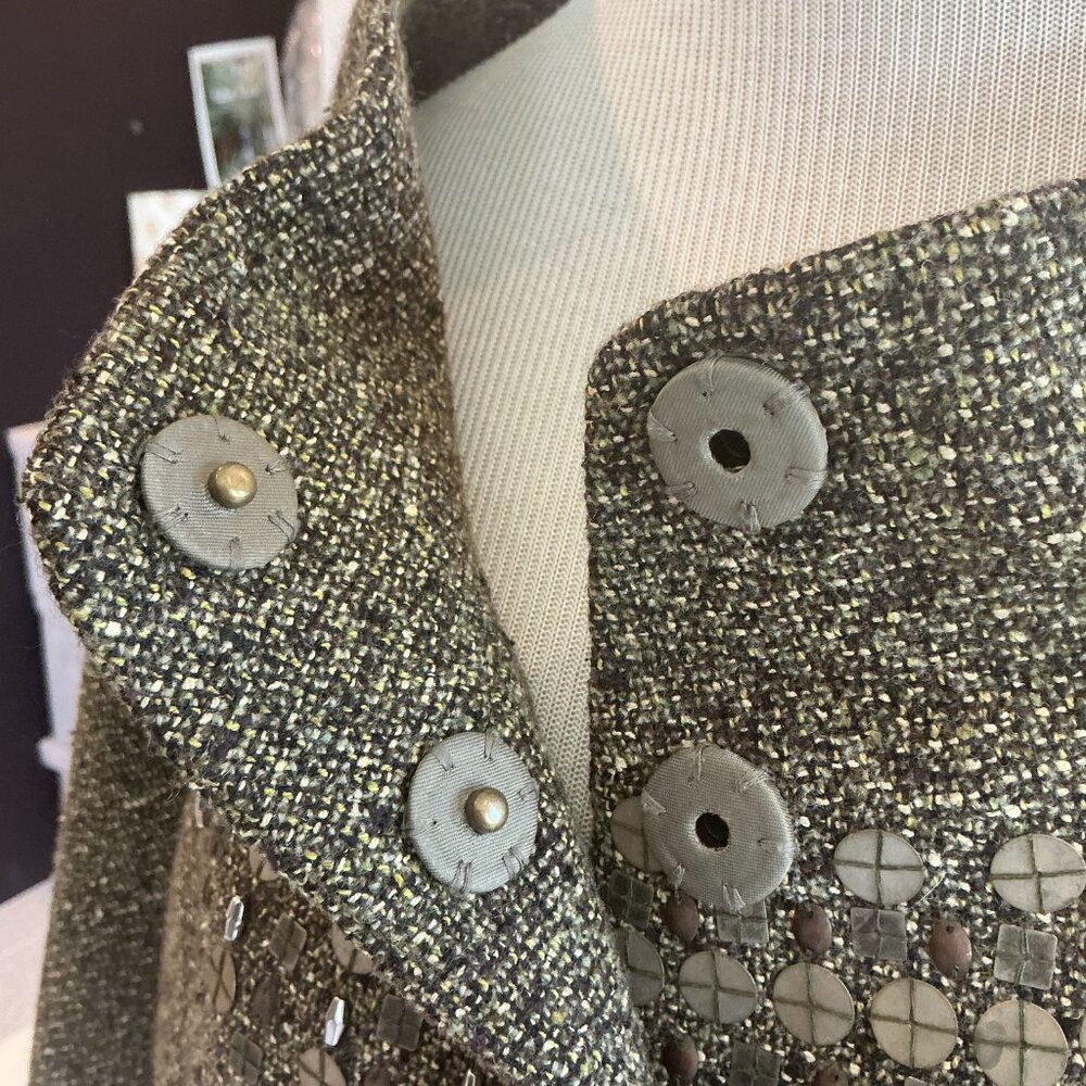 Ellen Tracy,Vintage 80's  Capelet-Style Tweed Crop Jacket • Size 16 - Picture 4 of 5